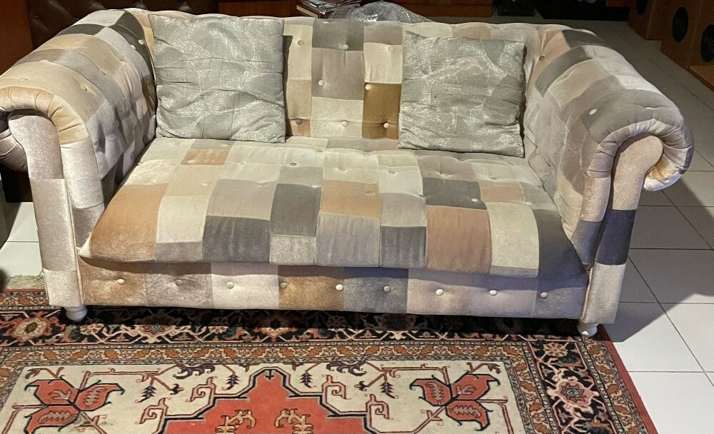 sofa set with 2 brown tables - 3