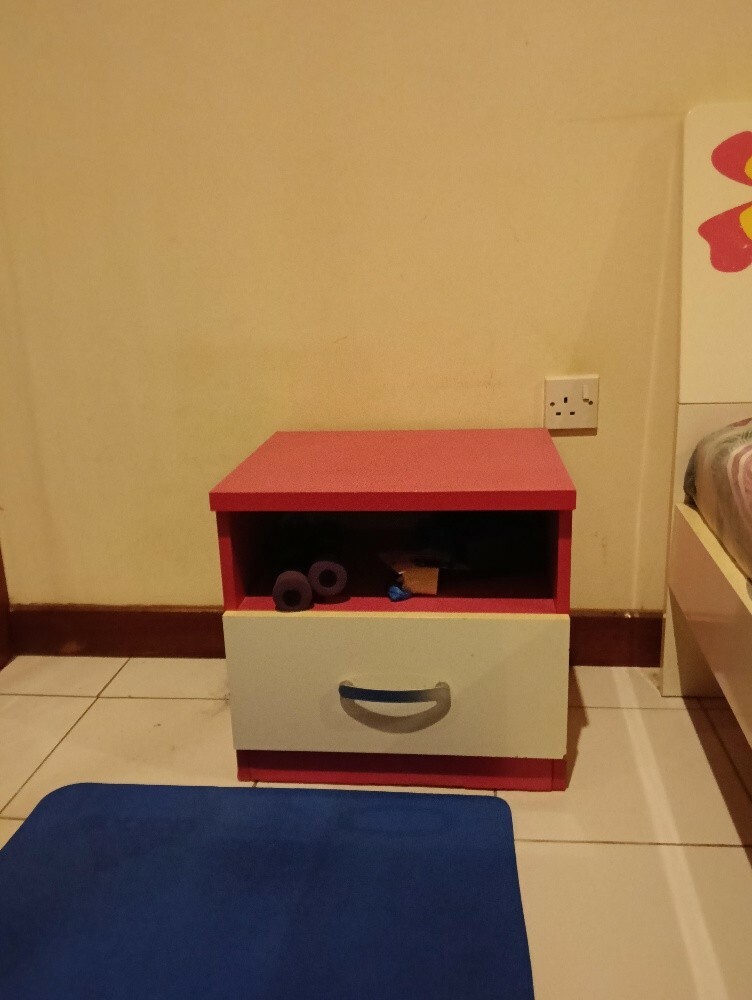 2 beds with a dresser and a small - 4