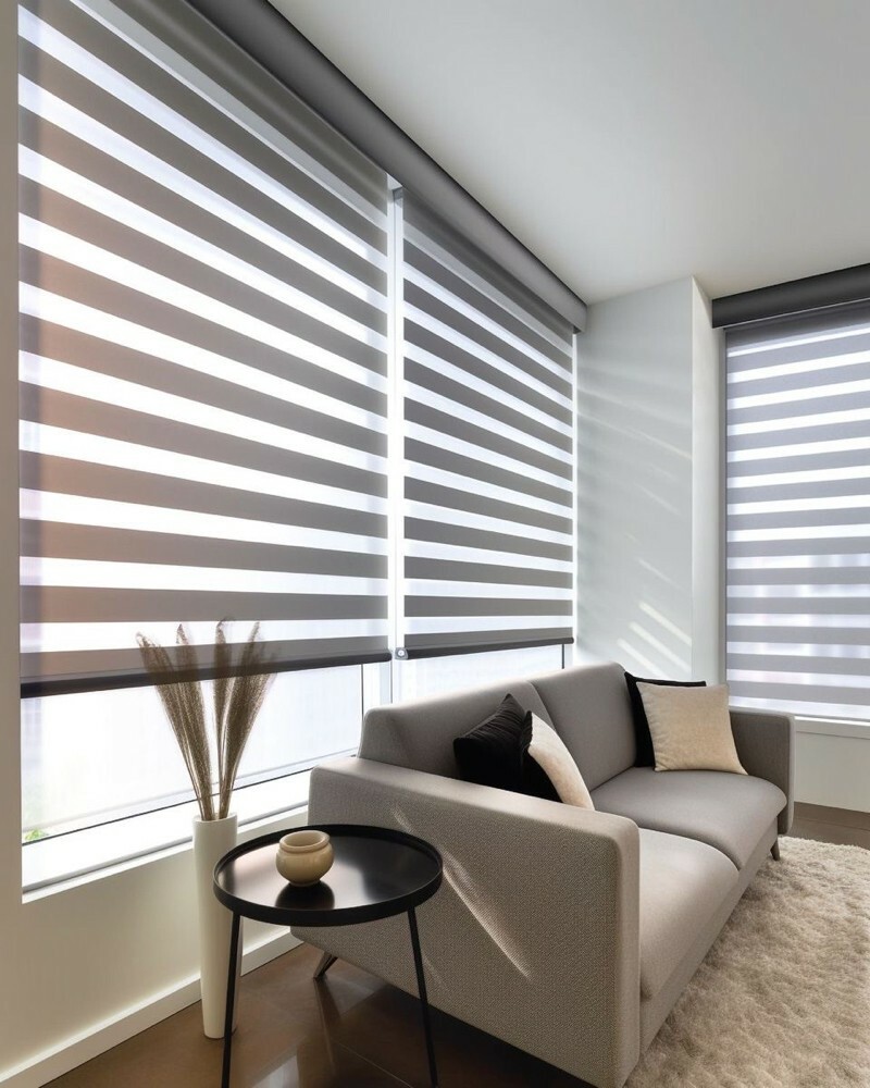 Zebra blinds with curtains - 1