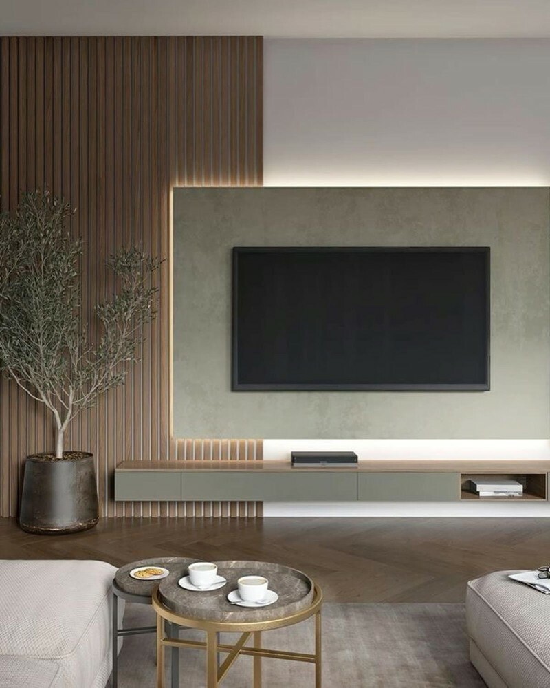 Modern Tv Design With wood panel - 4