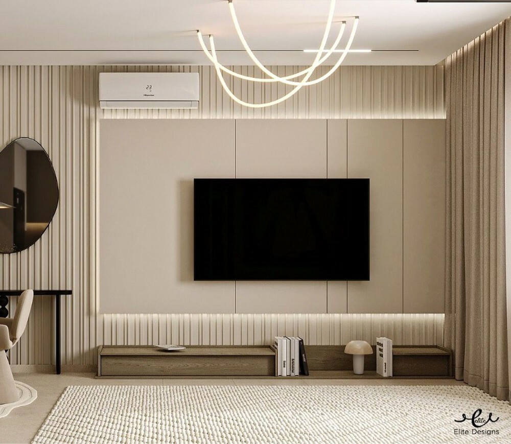 Modern Tv Design With wood panel - 5
