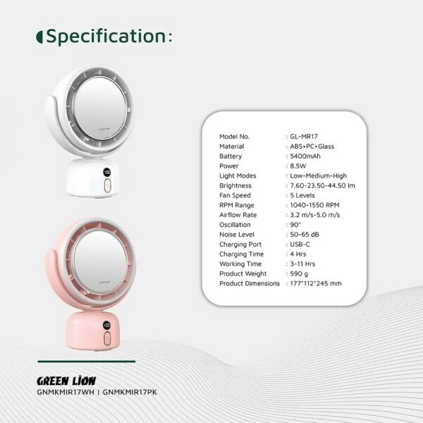 Green Lion Makeup Mirror & Fan - 5