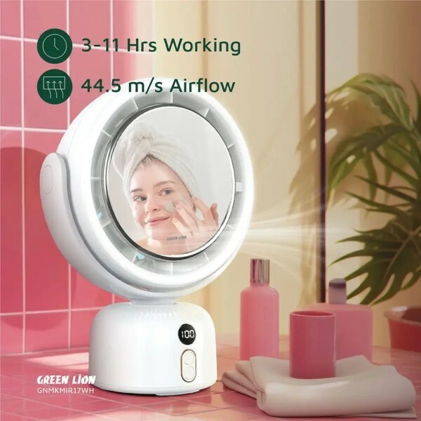 Green Lion Makeup Mirror & Fan - 4