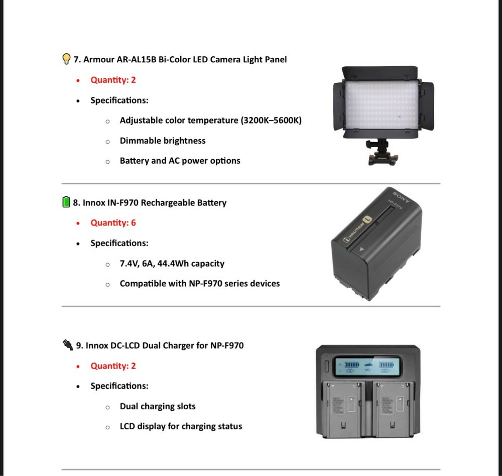 Full Video equipment  - 3