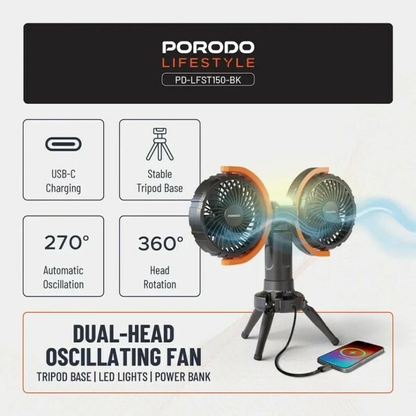 Porodo Dual-Head Fan - 2