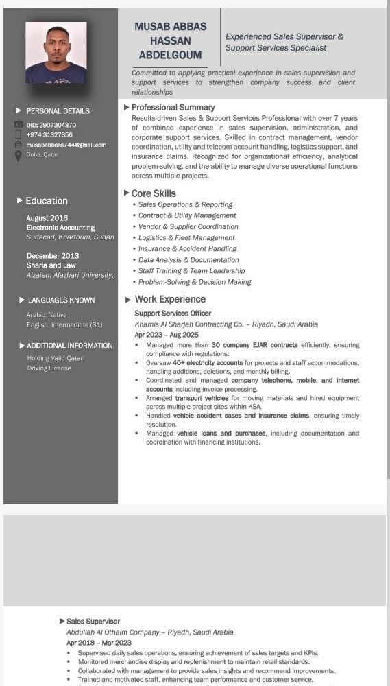 Experienced Sales Supervisor & Se - 1
