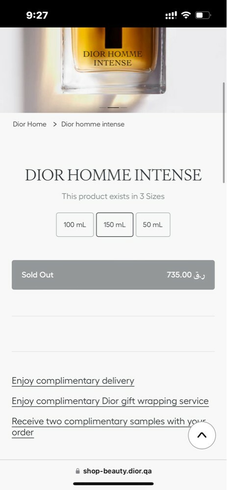Dior Homme intense 150ml - 2