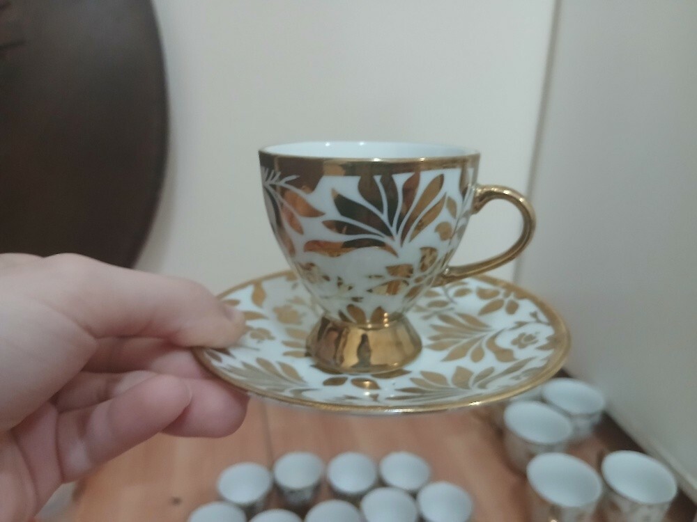 gold and white coffee set - 2