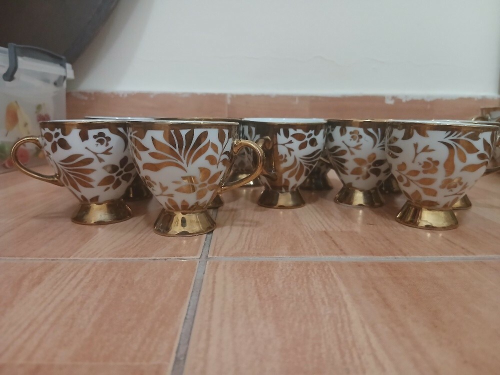 gold and white coffee set - 1