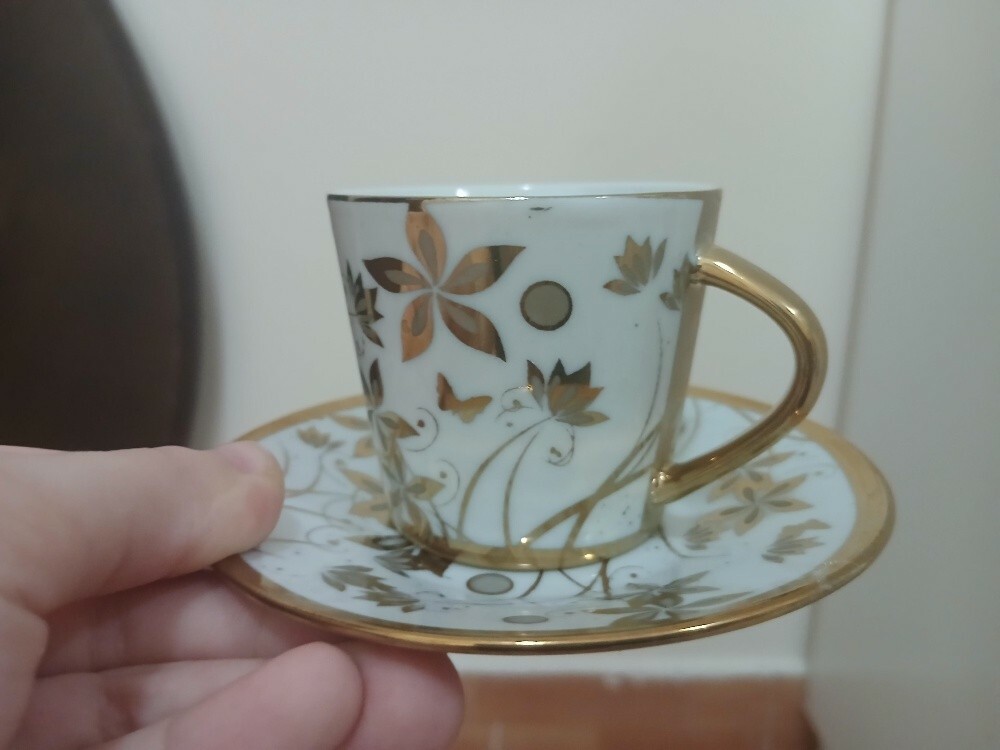 gold and white coffee set - 2