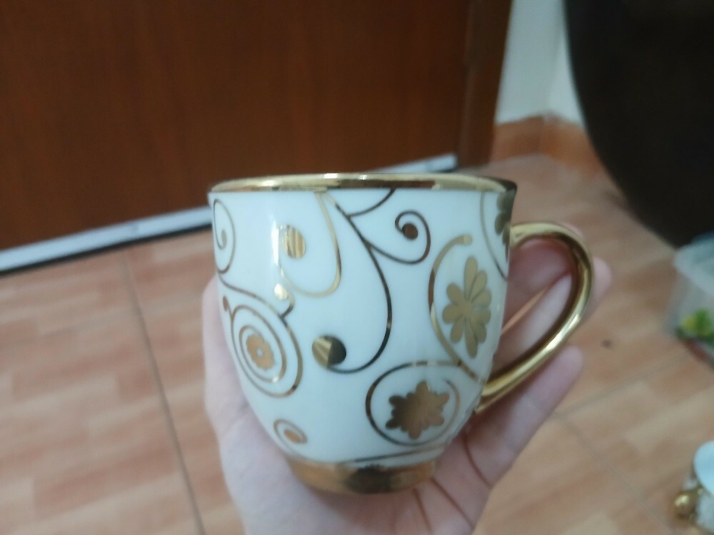 gold and white mugs - 2