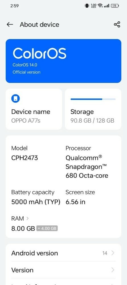 oppo A77s - 5