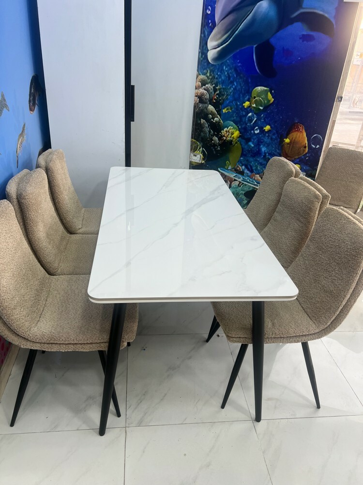 160 cm dining table with 6 chairs - 1