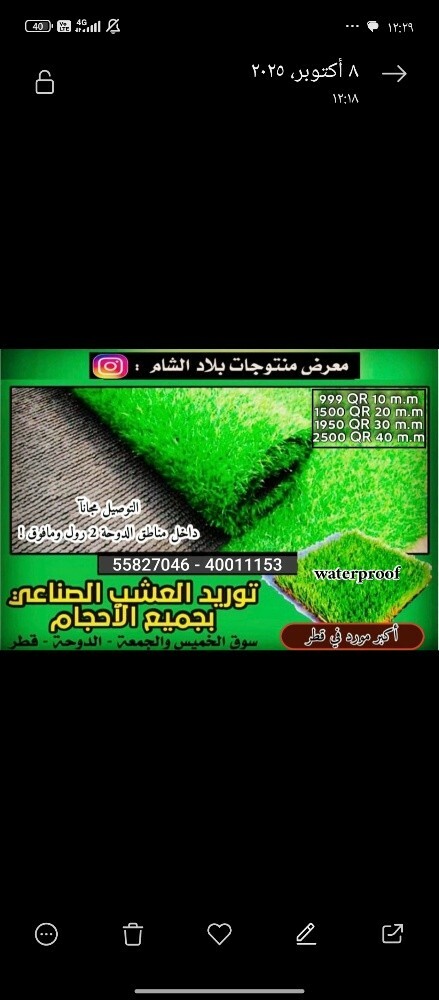 عشب اخضر صناعي جودة عالية - 1