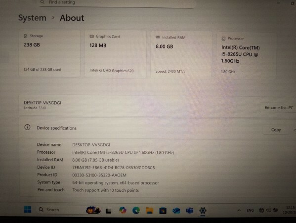 Laptop i5 Gen 8 - 3