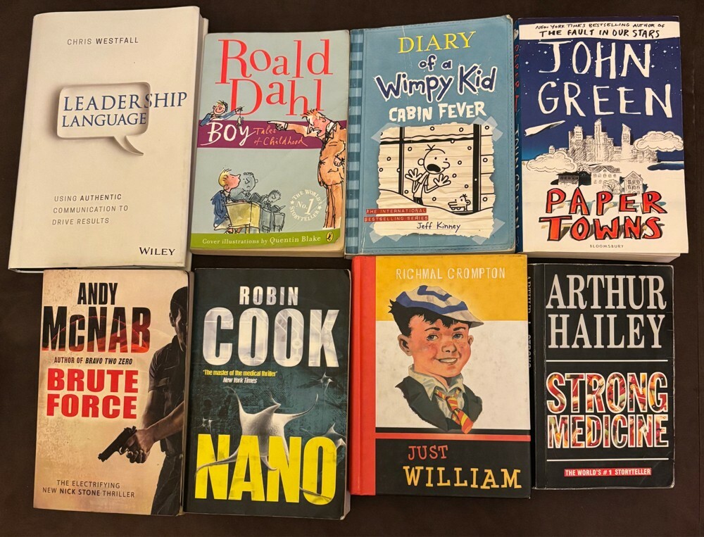 Story books, computer books , GRE - 2