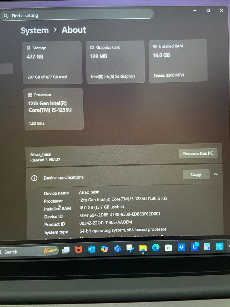 Lenovo ideapad 3 512GB SSD,15.6” - 8