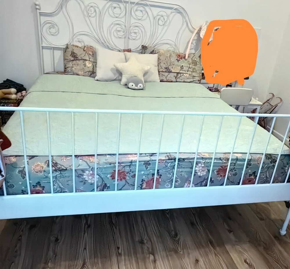 IKEA king bed with mattress - 1