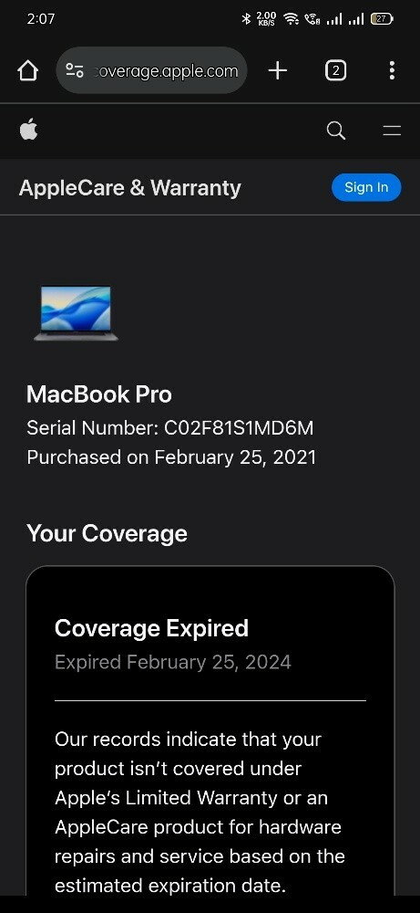 Macbook Pro A2141 2019 End 16inch - 8
