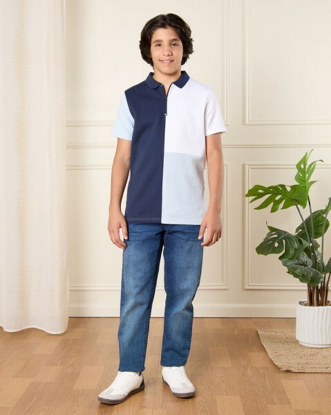 White cropped stitched polo shirt - 1