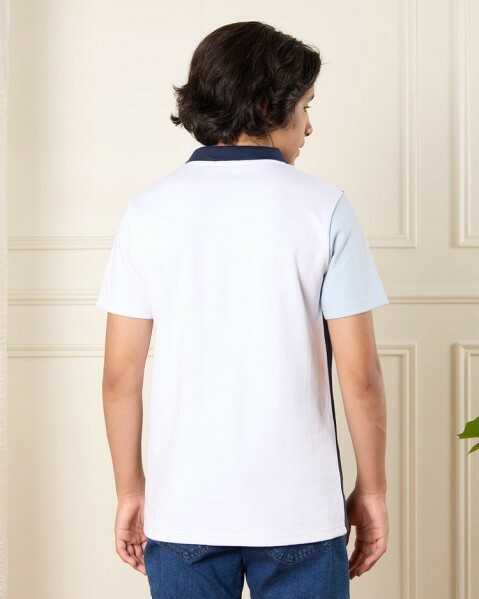 White cropped stitched polo shirt - 2