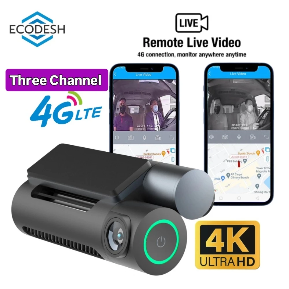 4G car dashcam 4k three Len's - 1