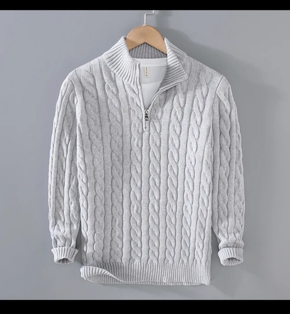 Premium Cable-Knit Half-Zip Sweat - 1