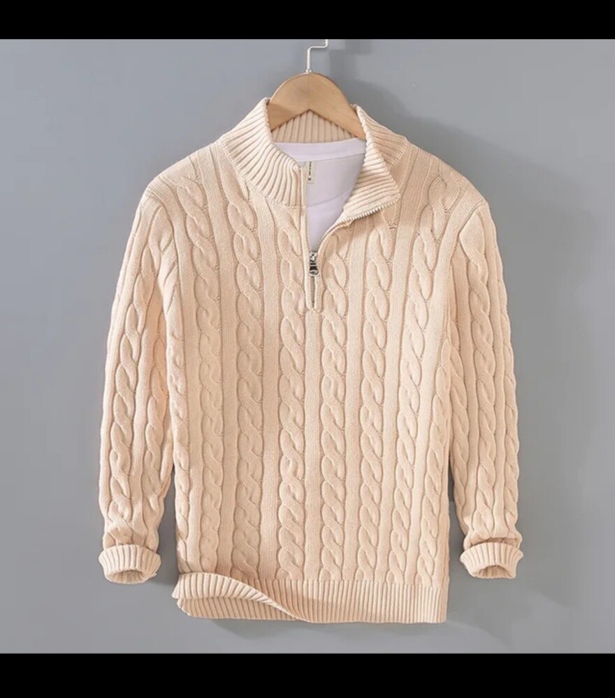 Premium Cable-Knit Half-Zip Sweat - 2