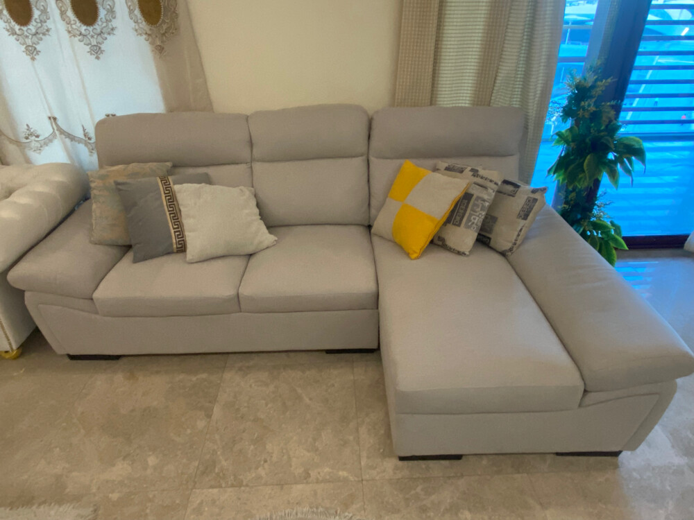 3 Seater Grey L-Shaped Sofa - 2