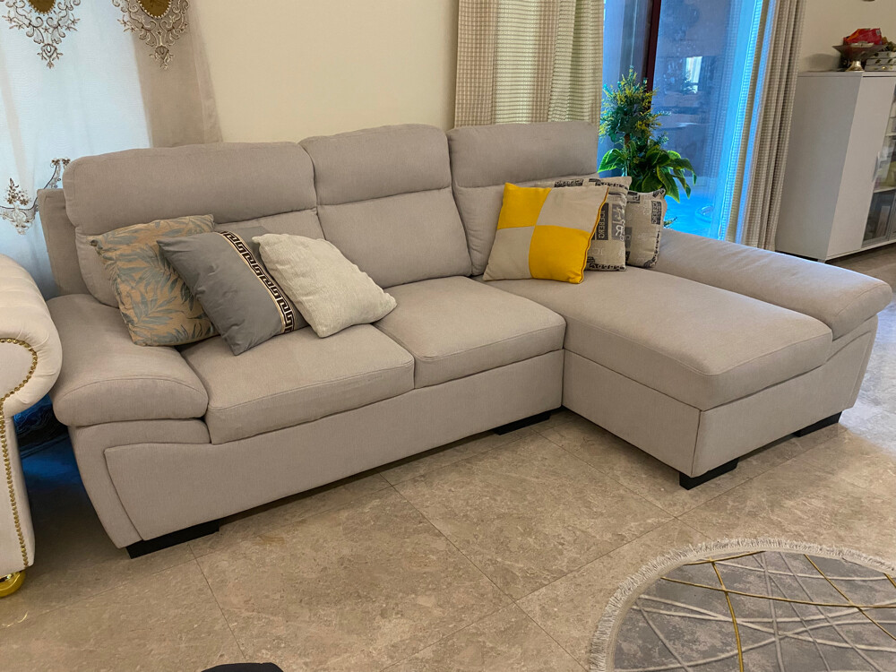 3 Seater Grey L-Shaped Sofa - 5