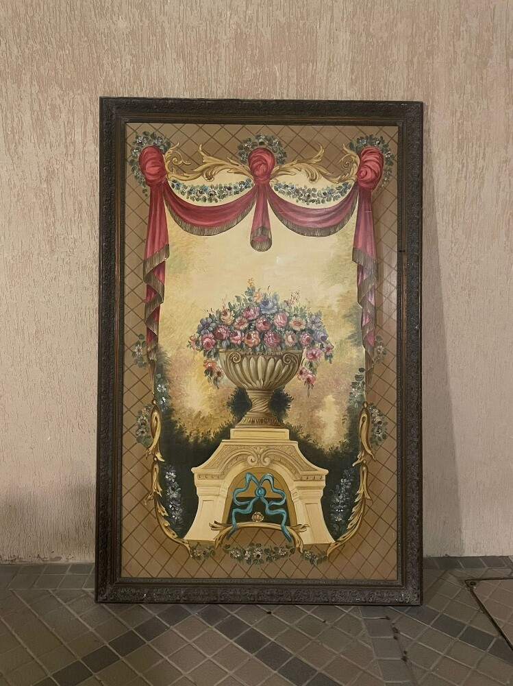 framed floral tapestry - 1