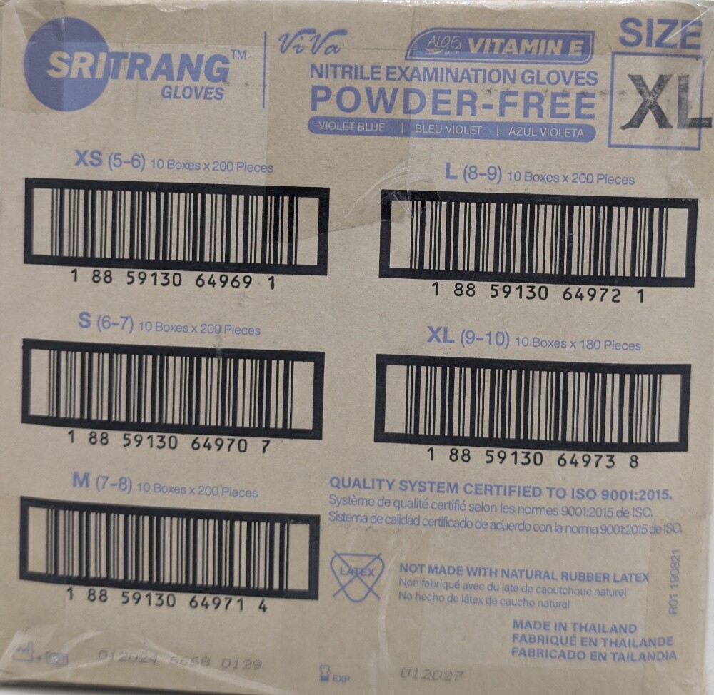 SriTrang AloeTouch Nitrile Gloves - 9