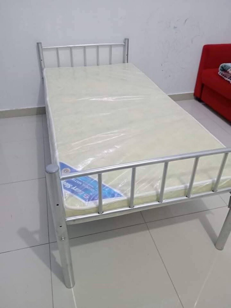 Silver Single Bed with mattress - 1
