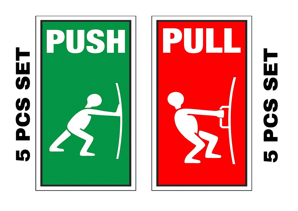 5 Pcs Set push & pull sticker - 1