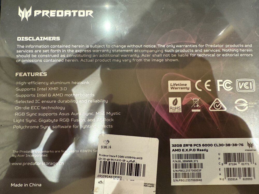 rams predator Vesta II DDR5 64GB - 2