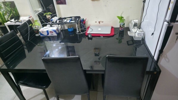 Glass Top Dining Table-4 Chairs - 4