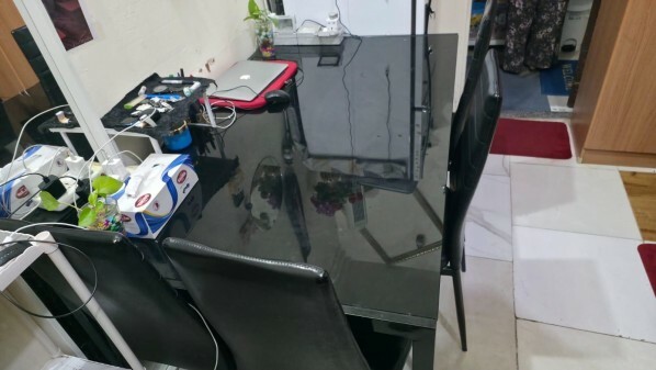 Glass Top Dining Table-4 Chairs - 1