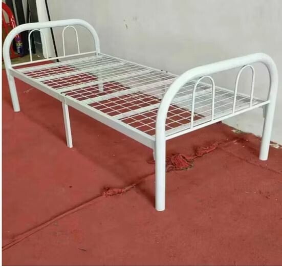 WHITE SINGLE STEEL BED FRAME - 1