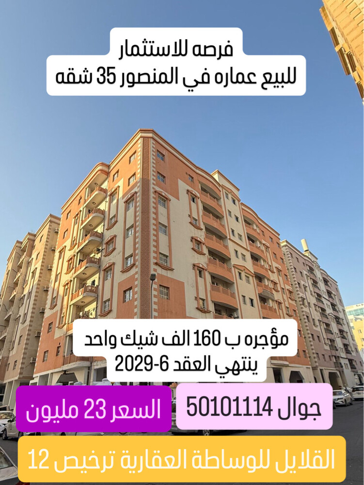 للبيع عماره في المنصوره ٣٥ شقه - 1