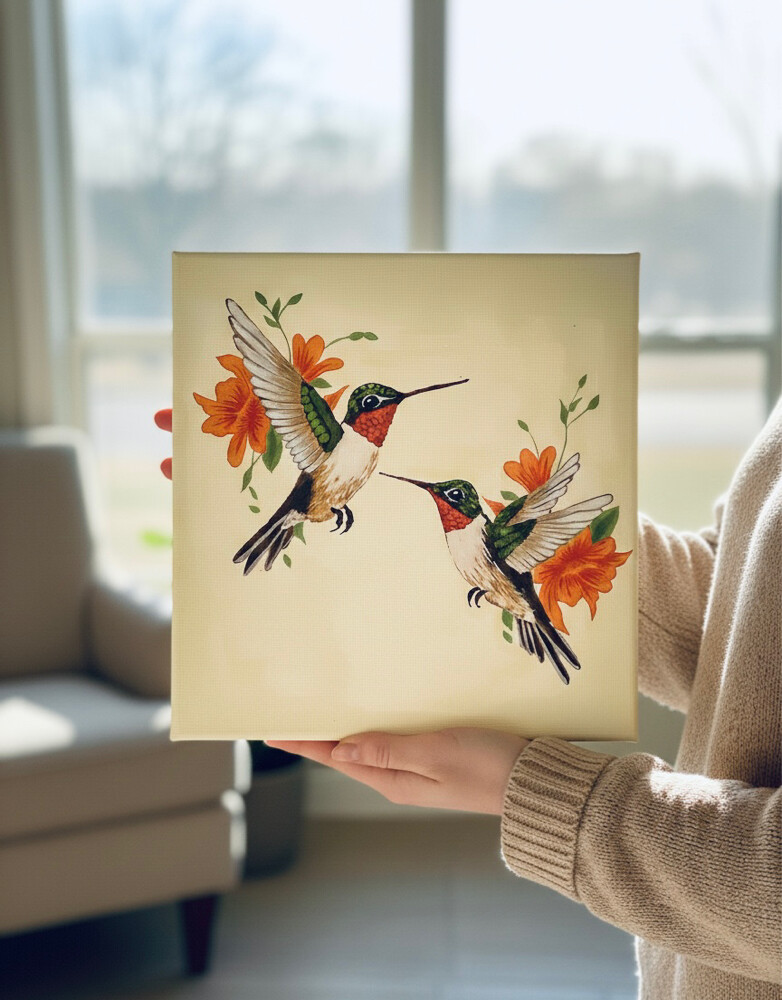 Handmade Hummingbird Painting - 2