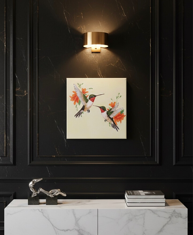 Handmade Hummingbird Painting - 4