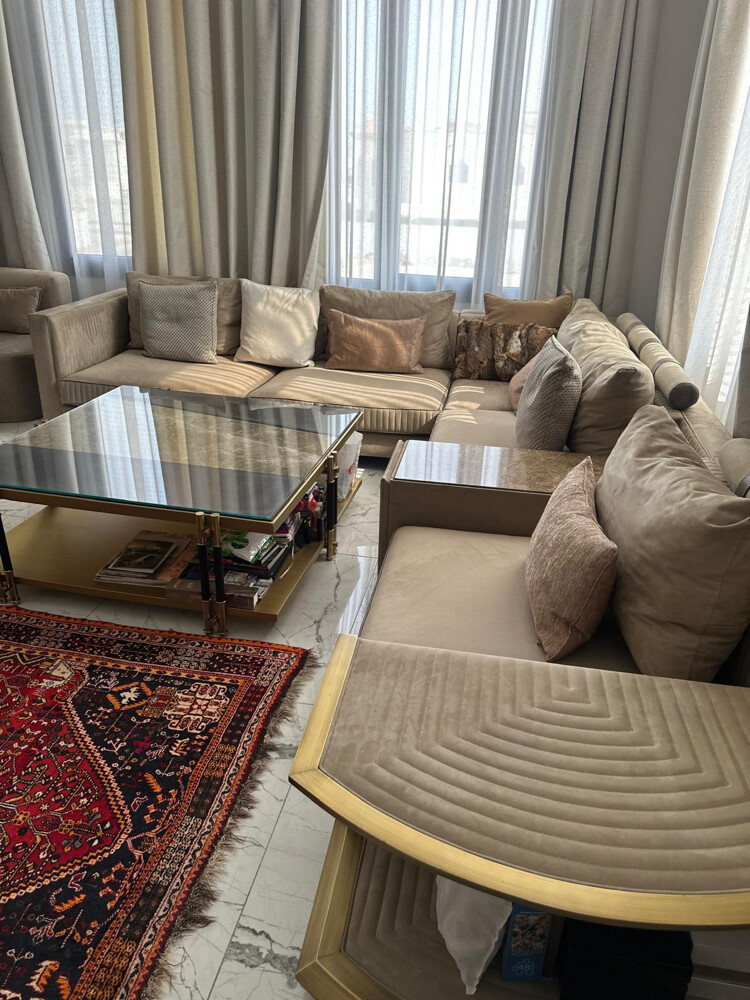Suede & Belgium Leather Sofa Set - 8
