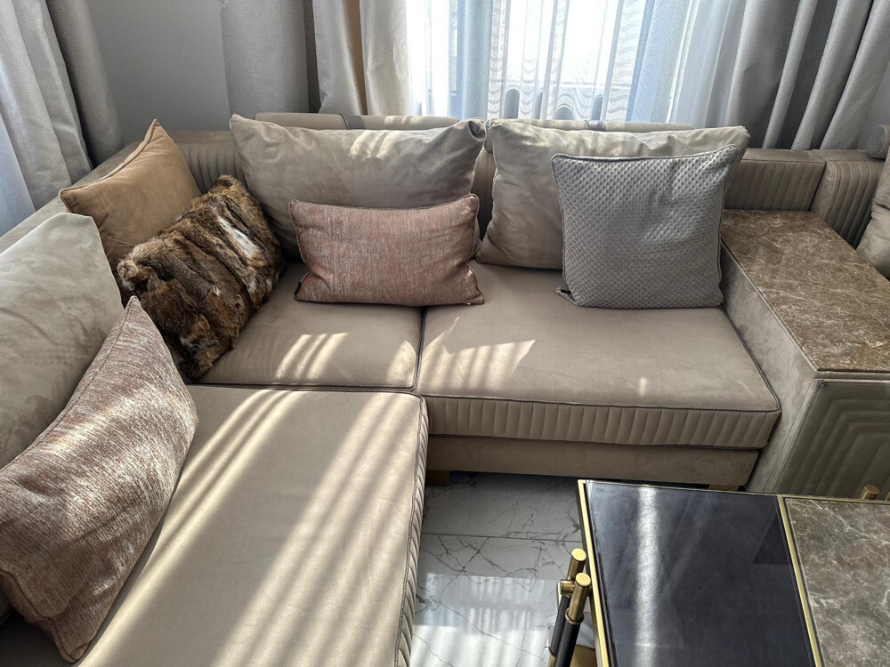 Suede & Belgium Leather Sofa Set - 2