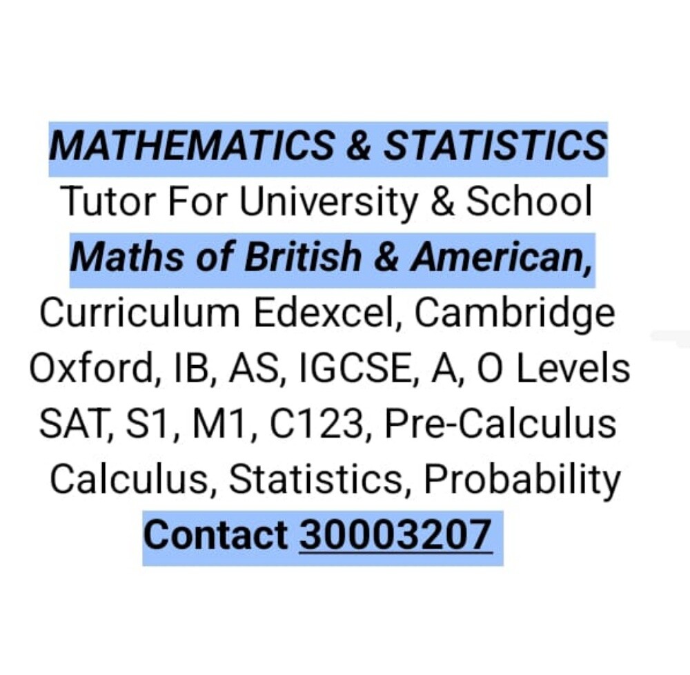 STATS, MATH TUTOR IGCSE IB AS SAT - 2