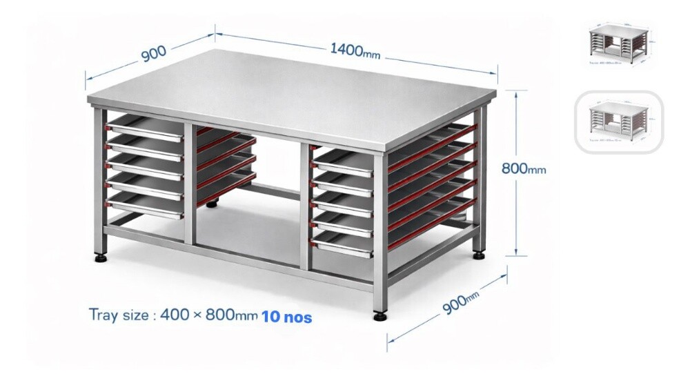 SS Bakery Table without Tray - 1