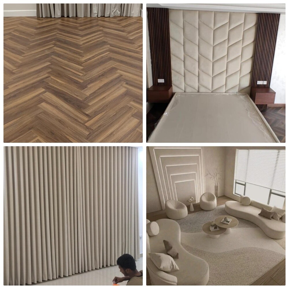 curtains sofa carpet parquet - 1