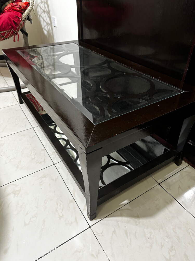 Glass coffee table + 2 side table - 3