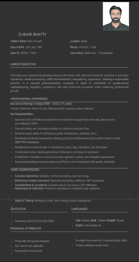 i am ampoule section job seaker - 1