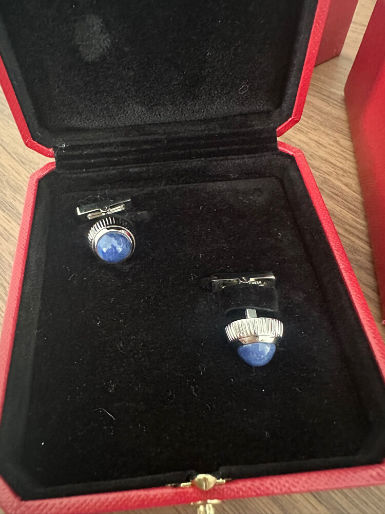 Cartier cuffinks silver blue - 6
