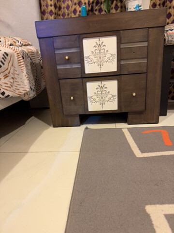 bed with mattress and side table - 3